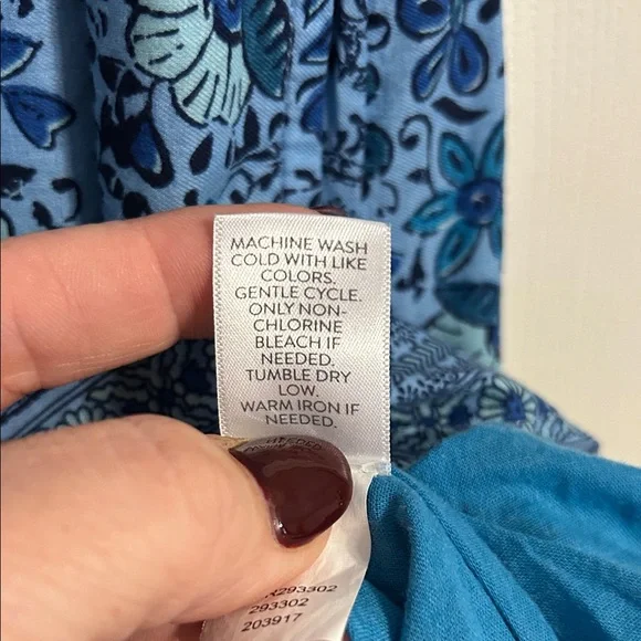 J. JILL Small Petite Sleeveless Blue Paisley Maxi Dress Floral Lined V-Neck - Picture 10 of 13